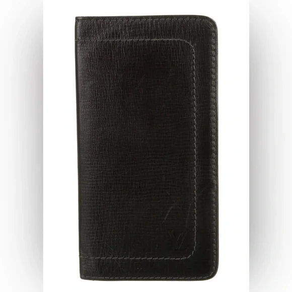 Louis Vuitton Porte Valeurs Cartes Brazza Black Pebbled Leather Wallet - Picture 6 of 11